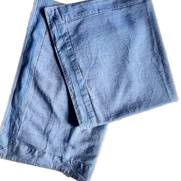 PAIR TOMMY HILFIGER Pillow Shams Standard Denim Blue Flanged Buttons Topstitch - Picture 5 of 13